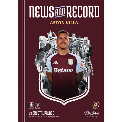 Aston Villa vs Crystal Palace football programme